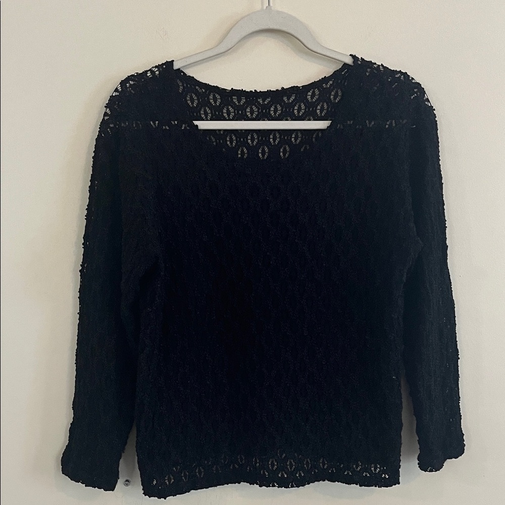 Sheer Open Weave Top Black Gothic Punk Witchy Whimsigoth Lace Layer Goth Autumn